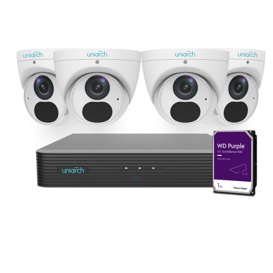 UNIARCH 4CH KIT WITH 4 X 4MP STARLIGHT TURRET & 1TB (IN A KIT BOX)